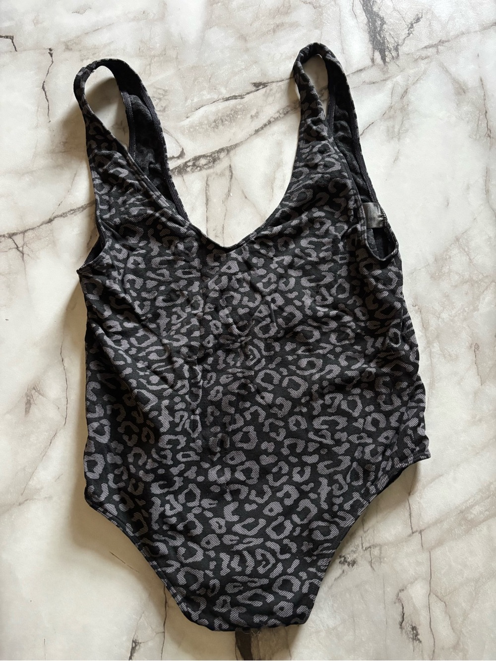 Black & Gray Leopard Print Body Suit